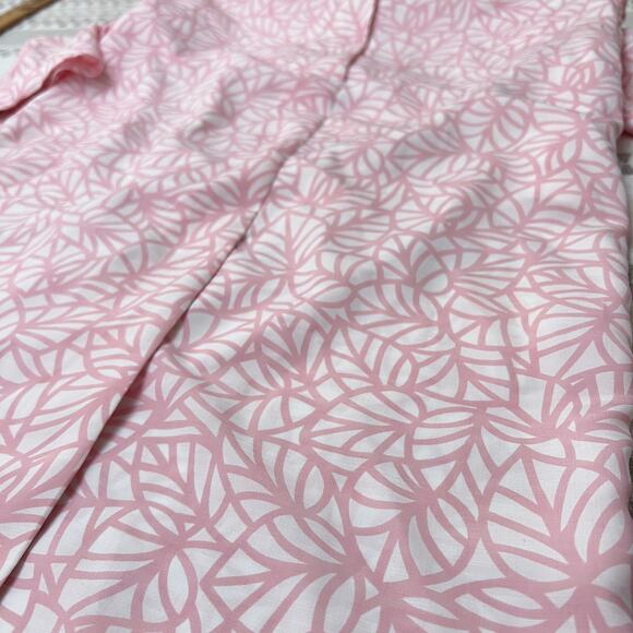 Vintage Coquette Leaf Print Long Sleeve Button Shirt Dress Balletcore Women's 8 - Picture 7 of 12
